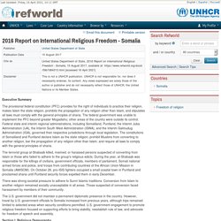 2016 Report on International Religious Freedom - Somalia