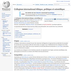 Collegium international éthique, politique et scientifique