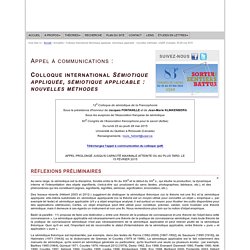 Colloque international Sémiotique appliquée, sémiotique applicable : nouvelles méthodes, ACFAS, UQAR (Canada), 25-28 mai 2015 - Signo - Théories sémiotiques appliquées