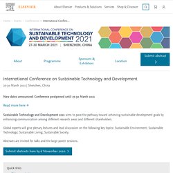International Conference on Sustainable Technology and Development - Conferences - Elsevier