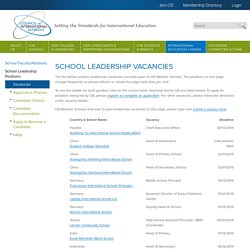 Council of International Schools (CIS): Vacancies
