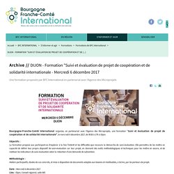 DIJON - Formation "Suivi et évaluation de projet de coopération et de solidarité internationale - Mercredi 6 décembre 2017 - BFC International