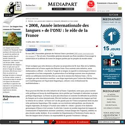 « 2008, Année internationale des langues » de l’ONU : le rôle de la France