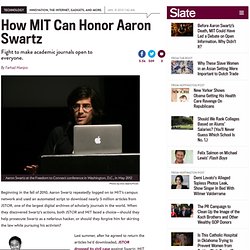 Aaron Swartz, JSTOR: MIT can honor the Internet activist by fighting to make academic journals open to everyone
