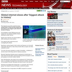 Global internet slows after 'biggest attack in history'