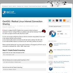 CentOS / Redhat Linux Internet Connection Sharing