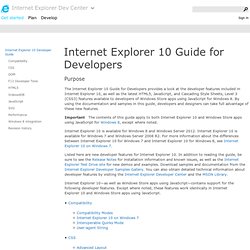 Internet Explorer 10 Platform Preview: About