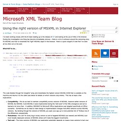 Microsoft XML Team&#039;s WebLog : Using the right version of MS