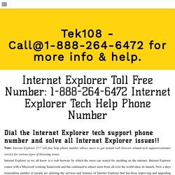 Internet Explorer Customer Service Phone Number - 1-888-264-6472 - TEKLOS