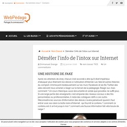 Démêler l'info de l'intox sur Internet - LeWebPédagogique