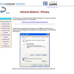 Internet Options - Privacy