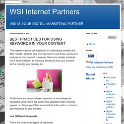 Best Practices For Using Keywords In Your Content - WSI Internet Partners Waco, TX