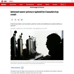 Internet users' privacy upheld by Canada's top court