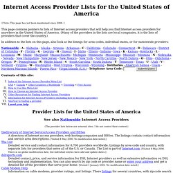 Internet Access Provider Lists for the United States of America