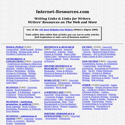 Internet Resources - Writers Resources - Writing Links &amp; Writers Links for Writers