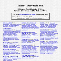 Internet Resources - Writers Resources - Writing Links & Writers Links for Writers