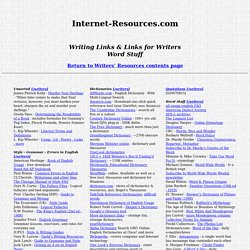 Internet Resources - Writers Resources - Writing Links & Writers