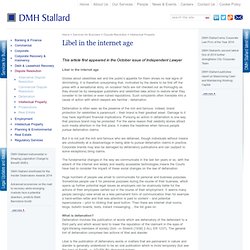 Libel in the internet age - DMH Stallard  (Solicitors) - London, Gatwick, Brighton