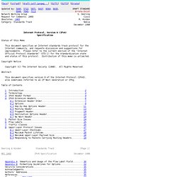 RFC 2460 - Internet Protocol, Version 6 (IPv6) Specification