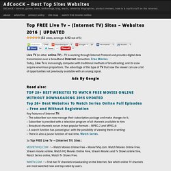 Top FREE Live Tv – (Internet TV) Sites – Websites 2016