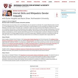 [January 21] Internet Skills and Wikipedia's Gender Inequality