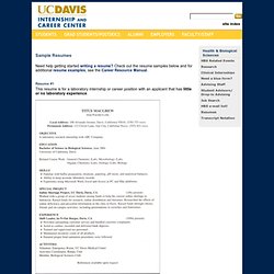 Internship and Career Center, UC Davis / Health and Biological Sciences / Sample Resumes