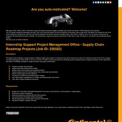 Internship Support Project Management Office - Supply Chain Roadmap Projects at Continental