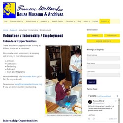 Volunteer / Internship / Employment - Frances Willard House Museum & Archives