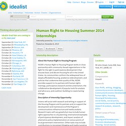 Internship (New York): Human Right to Housing Summer 2014 Internships