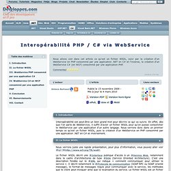 Interopérabilité PHP / C# via WebService : laedit.developpez.com