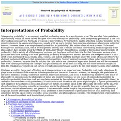 Interpretations of Probability (Stanford Encyclopedia of Philosophy/Summer 2003 Edition)