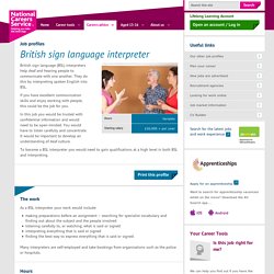 British sign language interpreter Job Information