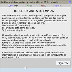 Test la tilde en interrogativos y exclamativos- 6º de primaria