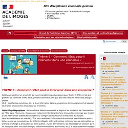 Thème 6 - Comment l'Etat peut-il intervenir dans une économie ? - [Site disciplinaire économie gestion]