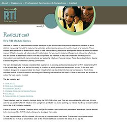 Print Resources - RTI Resources - Response To Intervention (RTI) - A Rhode Island Technical Assistance Project (RITAP) Site