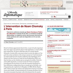 L'intervention de Noam Chomsky à Paris