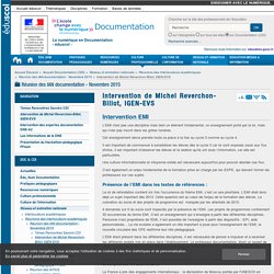 Intervention de Michel Reverchon-Billot, IGEN-EVS — Documentation (CDI)