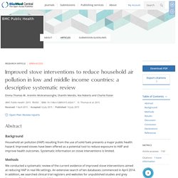 Systematic review: Improved stove interventions to reduce household air pollution in low and middle income countries: a descriptive systematic review