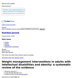 Weight management interventions in adults with intellectual disabilities and obesity: a systematic review of the evidence