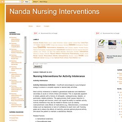 Nursing Interventions for Activity Intolerance