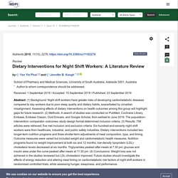 Dietary Interventions for Night Shift Workers: A Literature Review