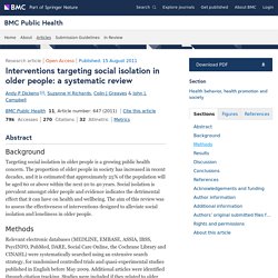 Interventions targeting social isolation in older people: A systematic review