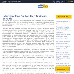 Interview Tips for top Tier Business-Schools