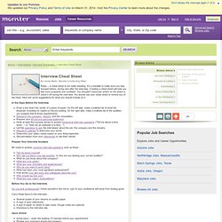 Interview Cheat Sheet | Monster