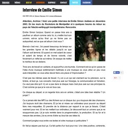 Interview de Emilie Simon