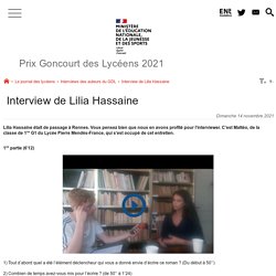 Interview de Lilia Hassaine - Prix Goncourt des Lycéens 2021...