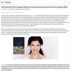Interview de Clara Dupont-Monod, lauréate du Goncourt des Lycéens 2021