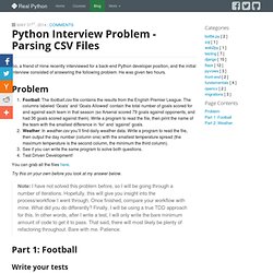 Python Interview Problem - Parsing CSV Files - Real Python