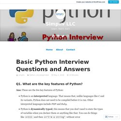 Basic Python Interview Questions and Answers – Simpliv LLC