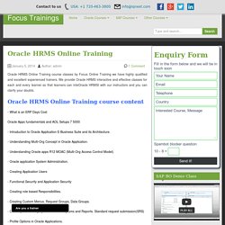 ORACLE HRMS Online Training by IT Experts in India